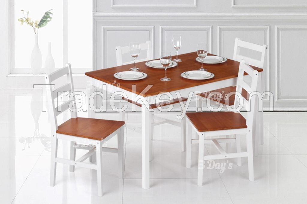 Malaysia Solid Rubberwood Adele 1+4 Dining Set