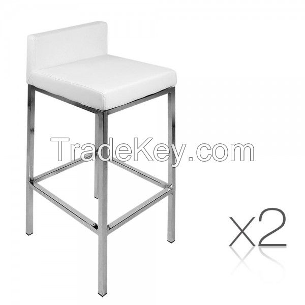 PU Leather Kitchen Bar Stool White