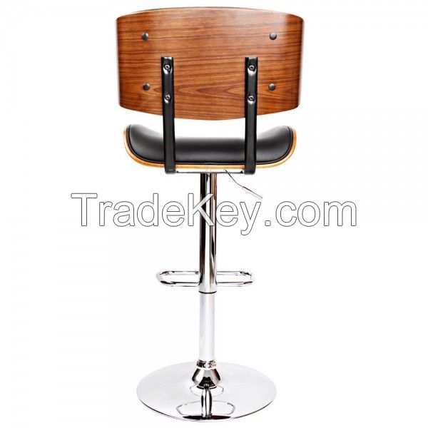 Pu Leather Bar Stool With Chrome Base Black