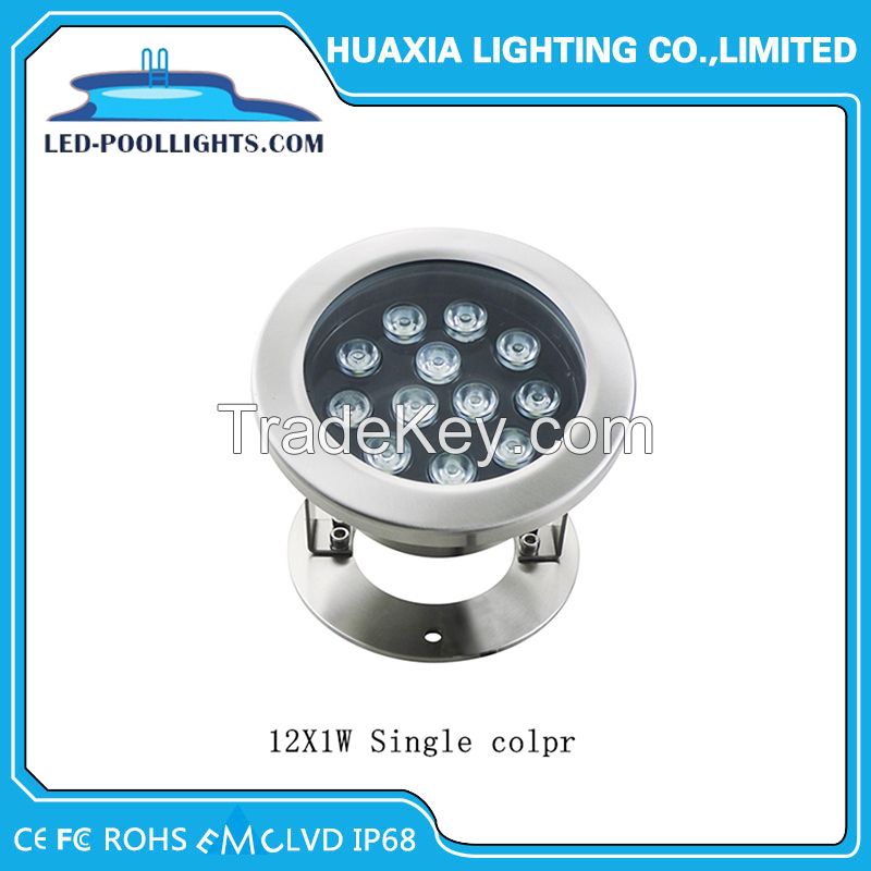 12W hot sale high quality 12V IP68 stainless steel LED underwater light