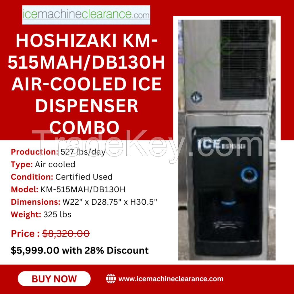 Hoshizaki KM-515MAH/DB130H Air-Cooled Ice Dispenser Combo - 527 lbs/day Production