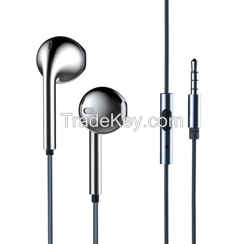 Wired Mic Zinc alloy metal earphone earbud headphone noise cancelling headset