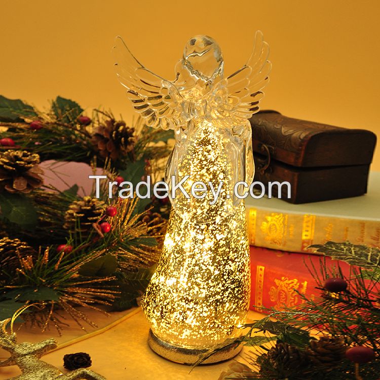 Angel figurines wholesale unique led light laser engraving Angel stand lamp Christmas home decoration