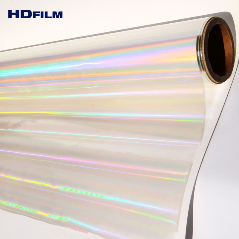 Transparent holographic lamination film for UV printing