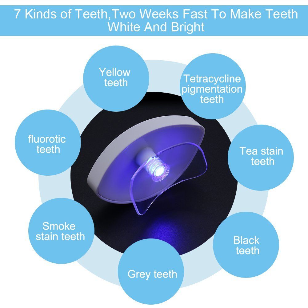 USB Teeth Whitening Blue Light Tray, Tooth Whitener Accelerator Brighter Bleaching Teeth Gel Tool Set