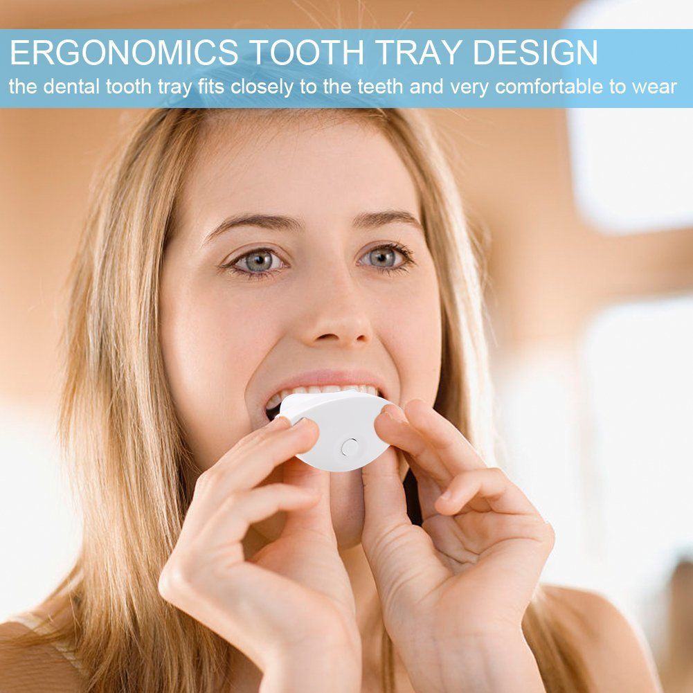 USB Teeth Whitening Blue Light Tray, Tooth Whitener Accelerator Brighter Bleaching Teeth Gel Tool Set