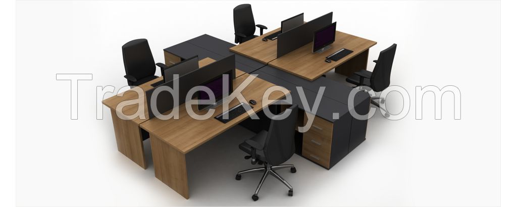 Wooden office workstation and partitions design set