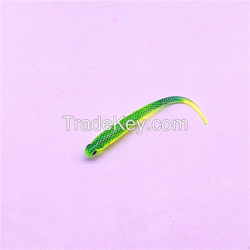 Colorful Reflection Tube Inside Soft Hollow Rainbow Rubber Fish bait 