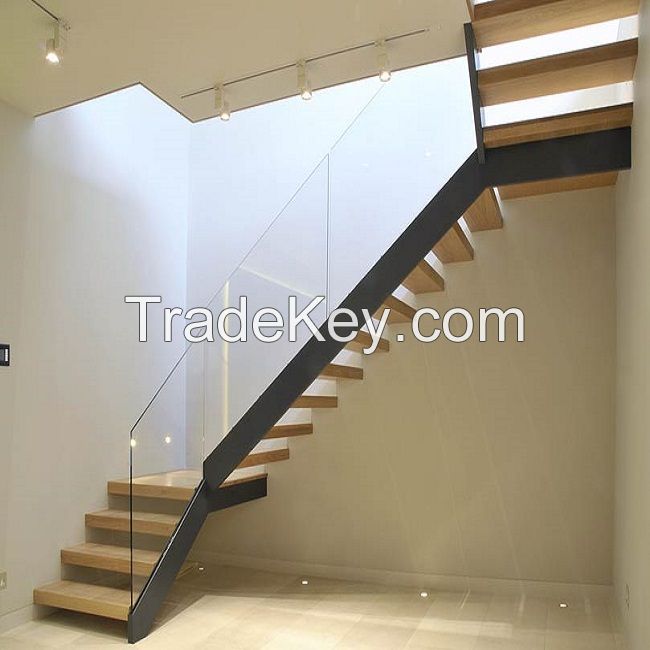 Australian style high quality fashion glass-wood staircase used straight stair