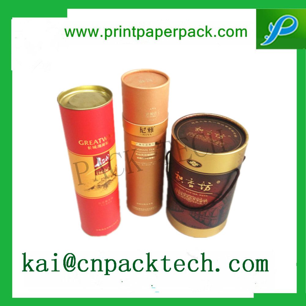 Custom Printed Round Stand up Wine Packing Box Paper Cylinder Box