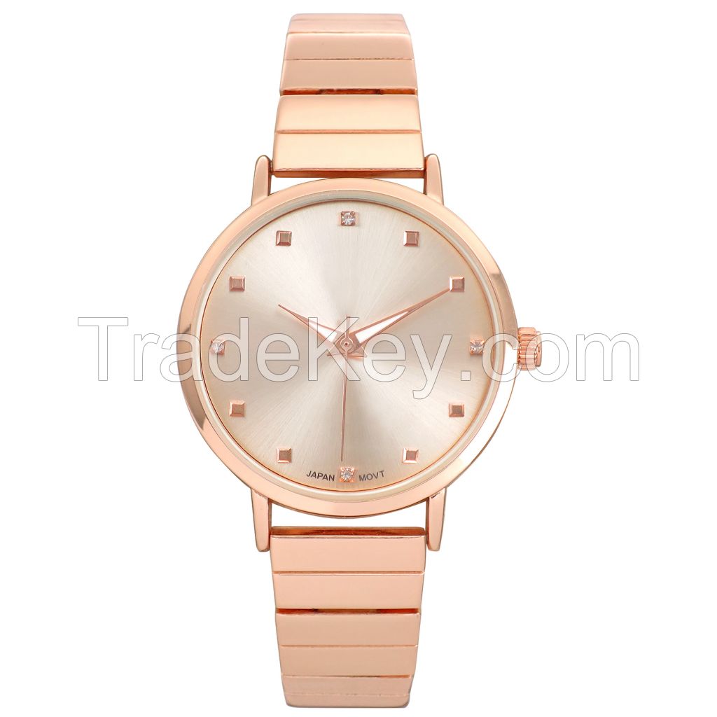 2018 Upscale Luxury Fashion Analog JAPAN Quartz Movement Rose Gold Wrist Lady Metal Watch OEM In China