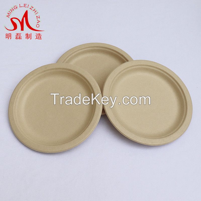 8.6 inch Biodegradable and Eco-friendly Bagasse and Bamboo Pulp Unbleached PlatesTableware