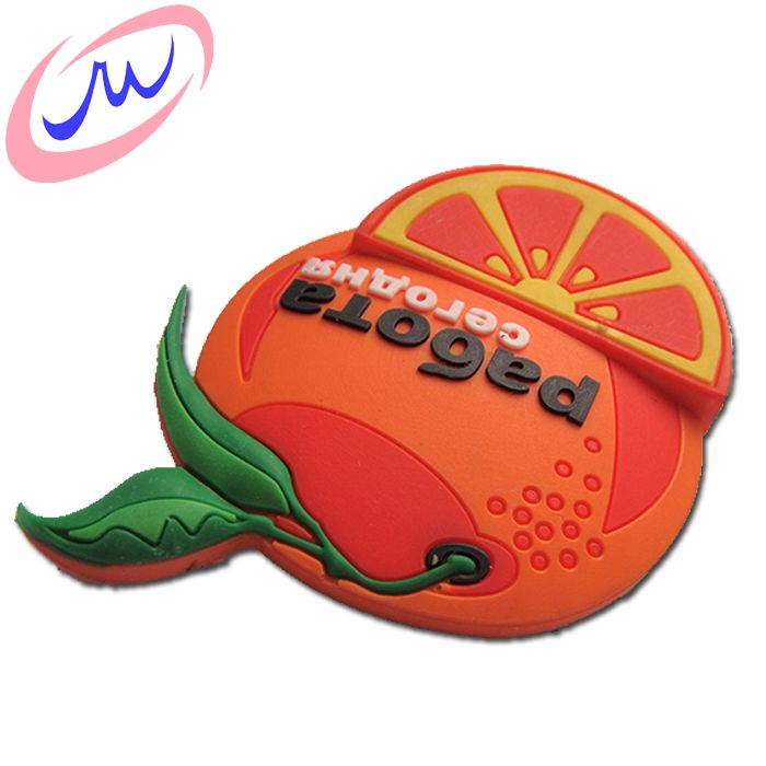 Orange shape 2d 3d soft pvc souvenir custom fridge magnet