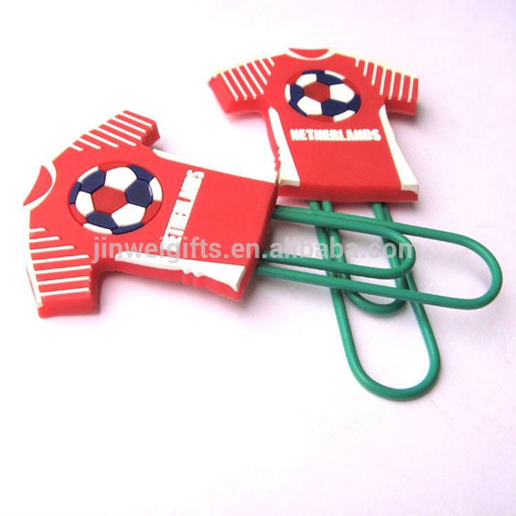 Custom Football clothes shape soft silicone pvc bookmark plastic paper clips