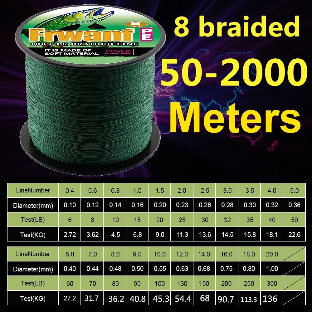 hot sale 8 strands 300 meters 0.10--1mm 6LB-300 LB PE braid fishing line