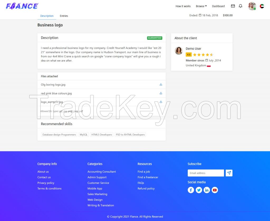 Flance - Freelancer Clone Script | Freelance Marketplace Script