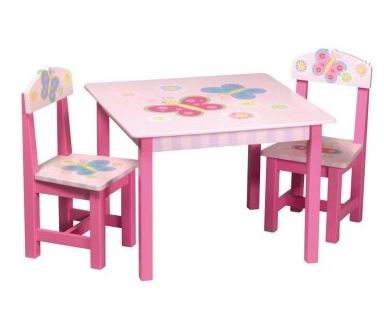 wooden children table and chair