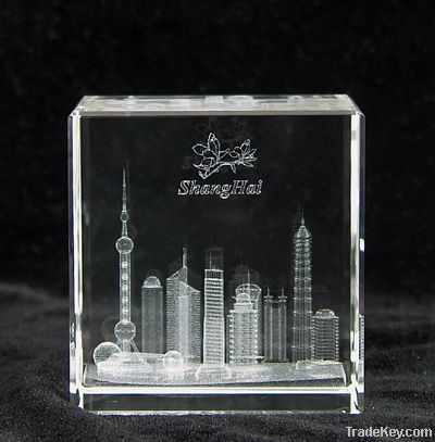 3D Laser Etched Crystal Cube