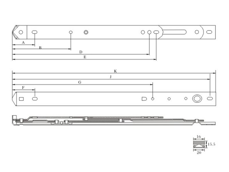 Aluminium window friction stay