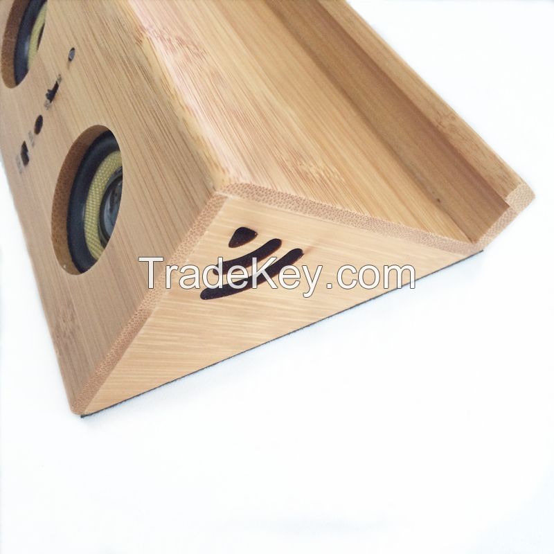 high-end wooden bamboo portable bluetooth speaker can use wireless