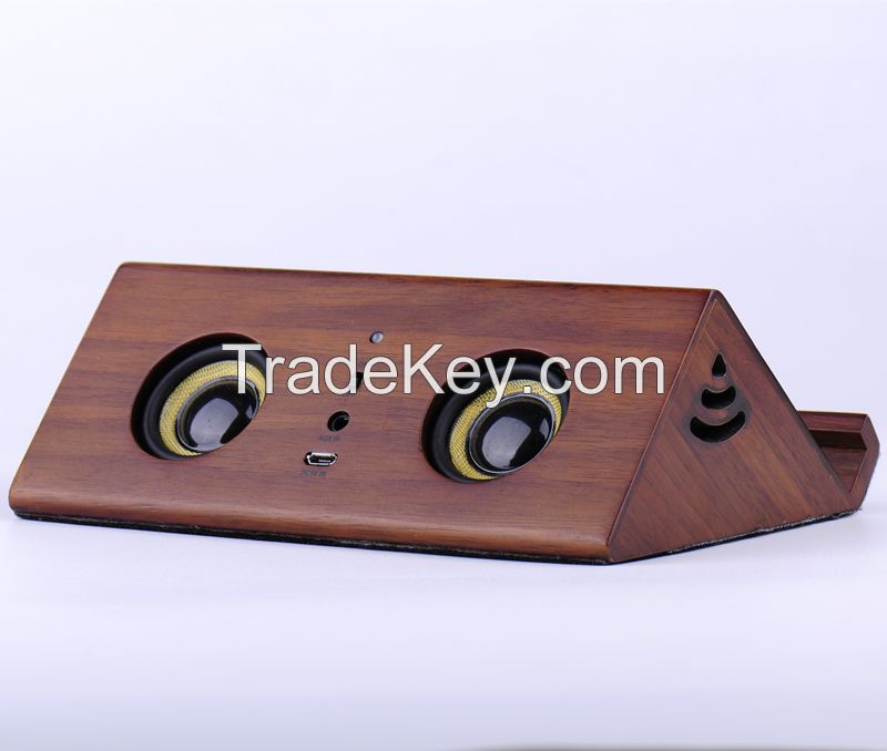 high-end wooden bamboo portable bluetooth speaker can use wireless