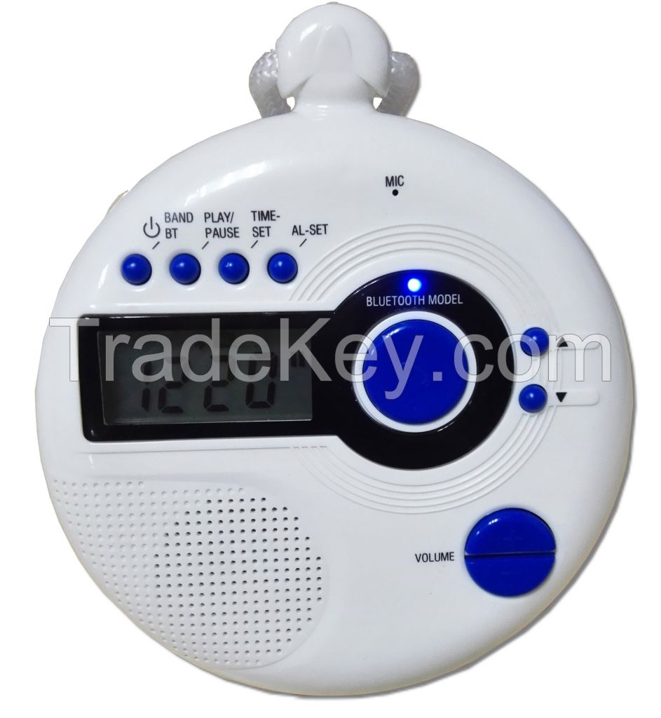 Shower Radio with clock and BT connect music player