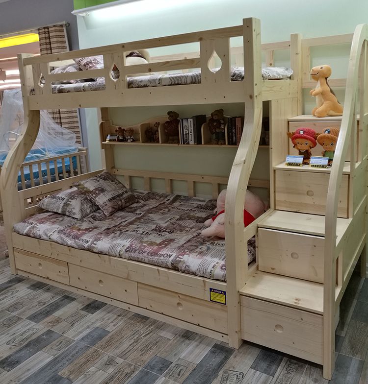 Wood Kids Bunk Bed For Boys With Drawers Children's Furniture Double Decker Bed