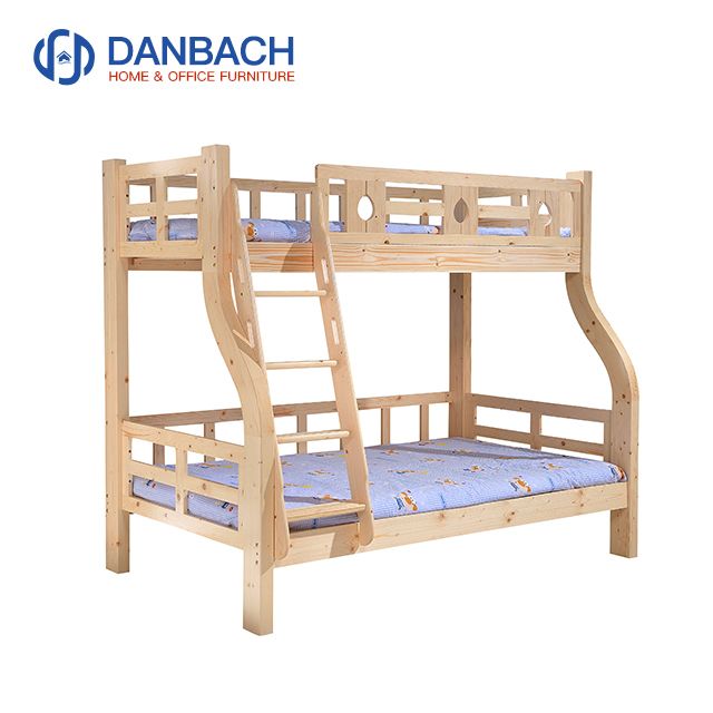 Customized Detachable Wooden Kids Bunk Cot Clear Transparent Varnish Children Bunk Bed