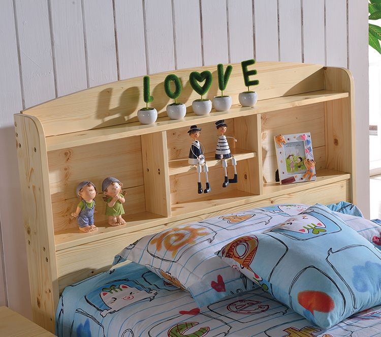 Natural Wooden Layer Kids Bed Children Bedroom Furniture Solid Wood Cot