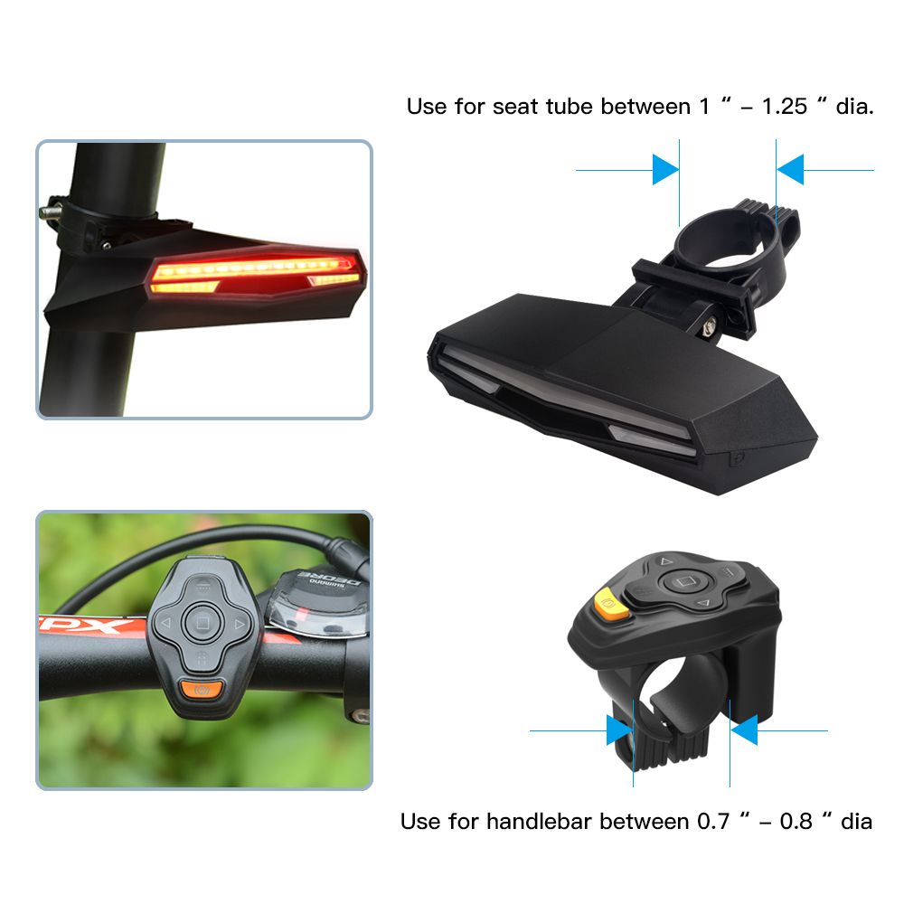 USB Rechargeable Wireless Remote Control Laser Bicycle Rear Tail Light Bike Turn Signals Safety Warning Light