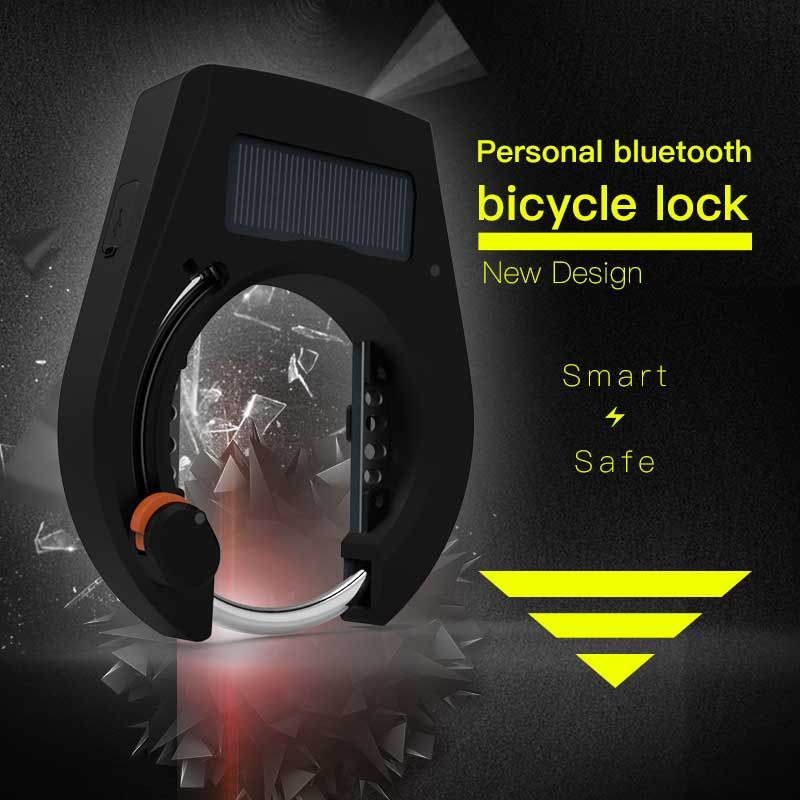 2018 New Product Personal Use Smart Bluetooth Solar Bike Lock with APP