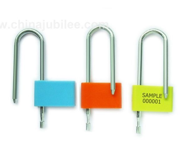Security padlock seal is of widely used, especially for meters, electricity, cabinets, catering carts, drums, valves, first aid boxes, etc.. Padlock seals manufactured by us Chinese company are disposable tamper proof and tamper evident seals. Laser print