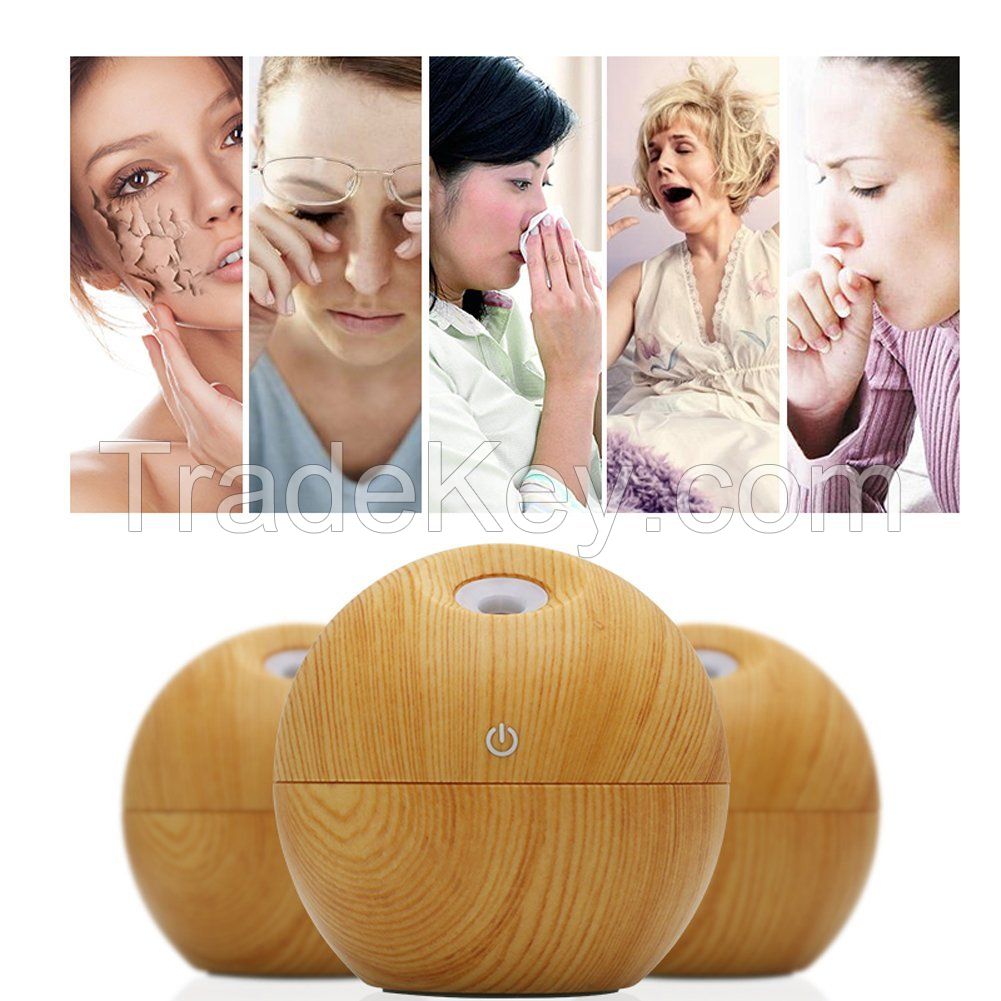 130ml Essential Oil Antique Ultrasonic Anion Humidifier Wood