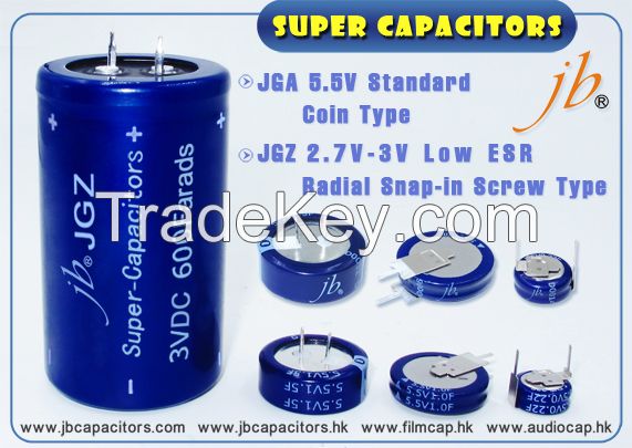 JGZ - Radial, Snap-in, Screw Type Super Capacitors