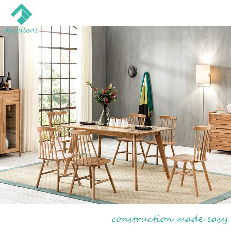 Comfortable nordic style solid wood dining table with chairs designs