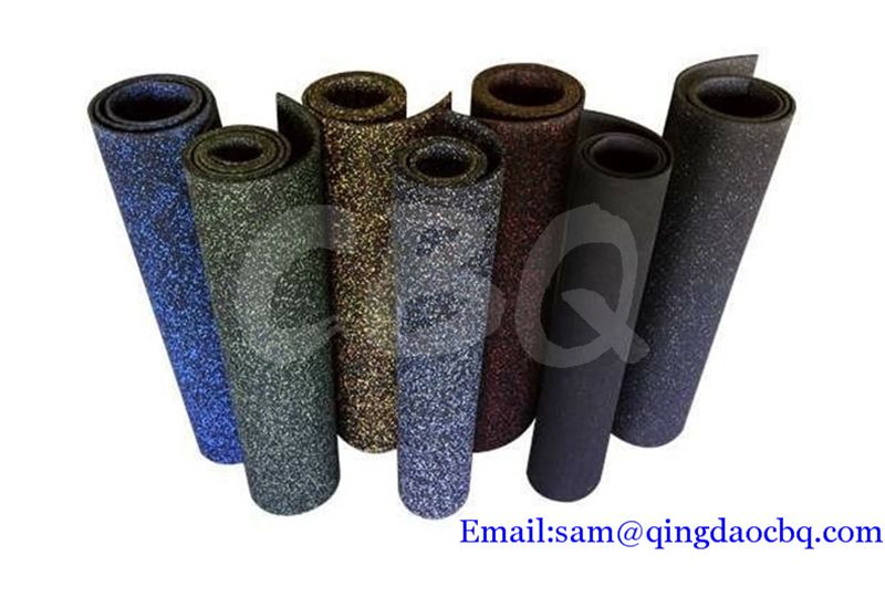 CBQ-R15, 15% colorful EPDM flecks gym fitness rubber flooring rolls