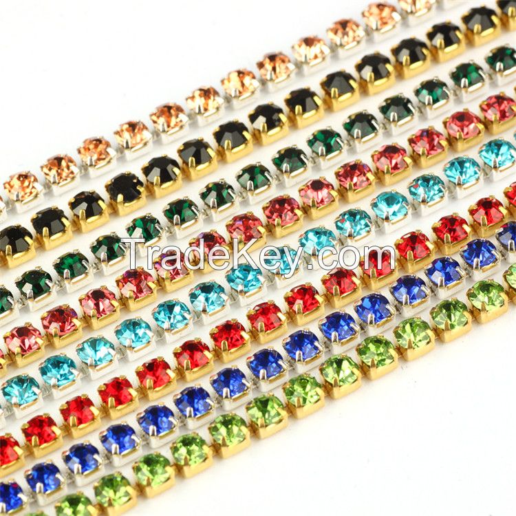 YALI Colors Crystal Beads Brass Cup Chain Trimmings