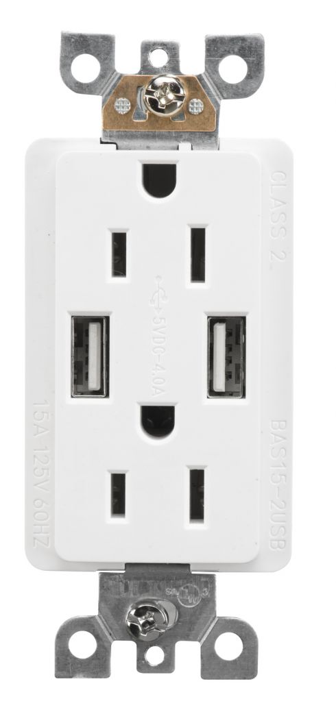 Usb outlet with 15a duplex receptacle, 2 port USB charger socket