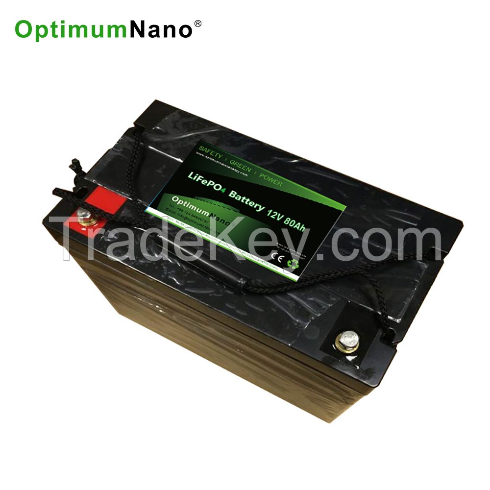 Optimumnano sealed 12v 80ah li-iron battery for solar energy storage system, replace lead acid battery