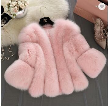 faux artificial fake fur coat white pink women faux fox/rabbit fur coat