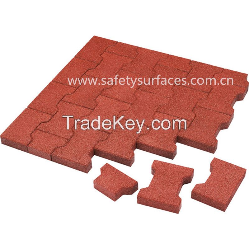 20mmx16mm Anti Slip Dog Bone Interlocking Rubber Paver for Horse Stable Playground Flooring Tiles