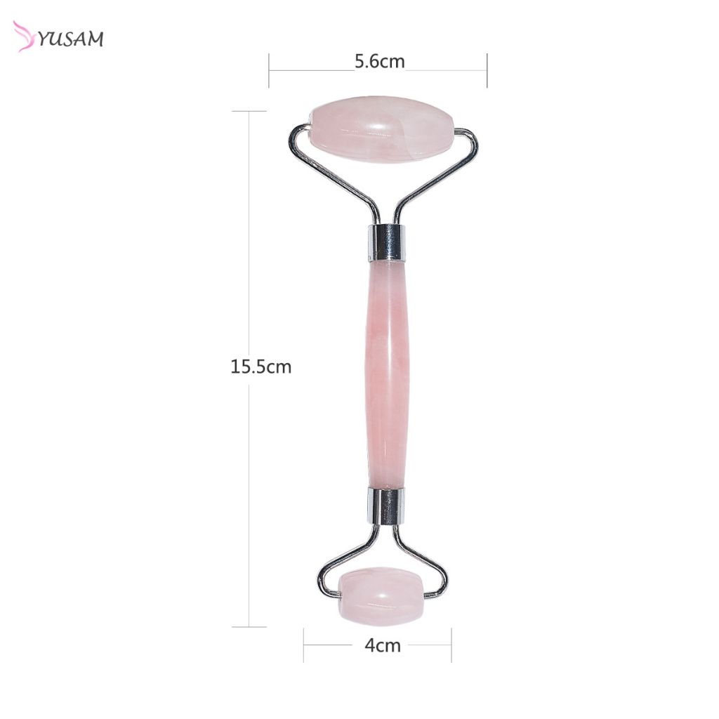 Slimming tool welded stainless crystal jade rose quartz facial roller