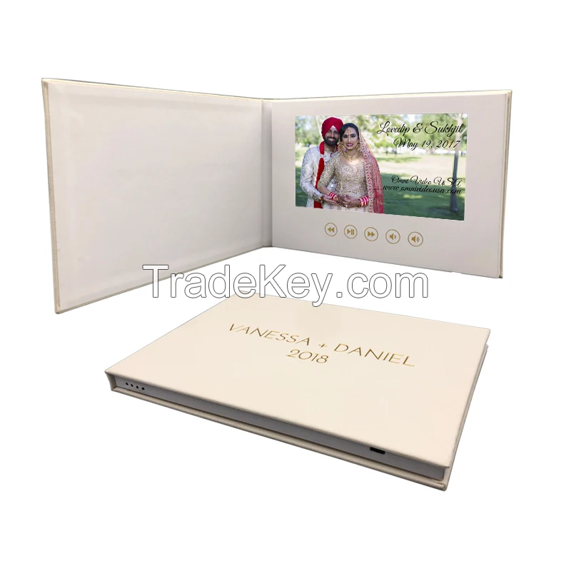 The Motion Video Books (OUR WEDDING - GOLD FOIL) | Luxury Linen Bound Video Book | Video Album | Up to 3 hours of video, 7&acirc; IPS Display, 4GB of memory &amp; Rechargeable Battery