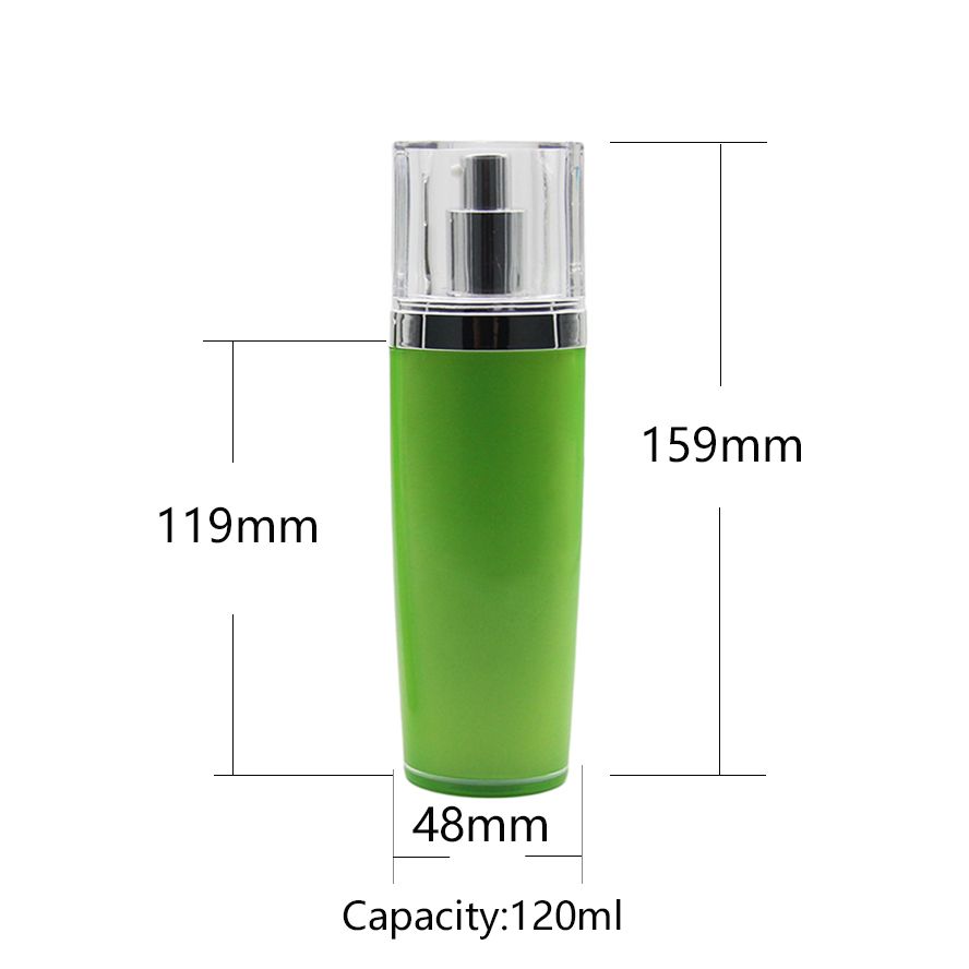 Series green color acrylic bottle with silver pump