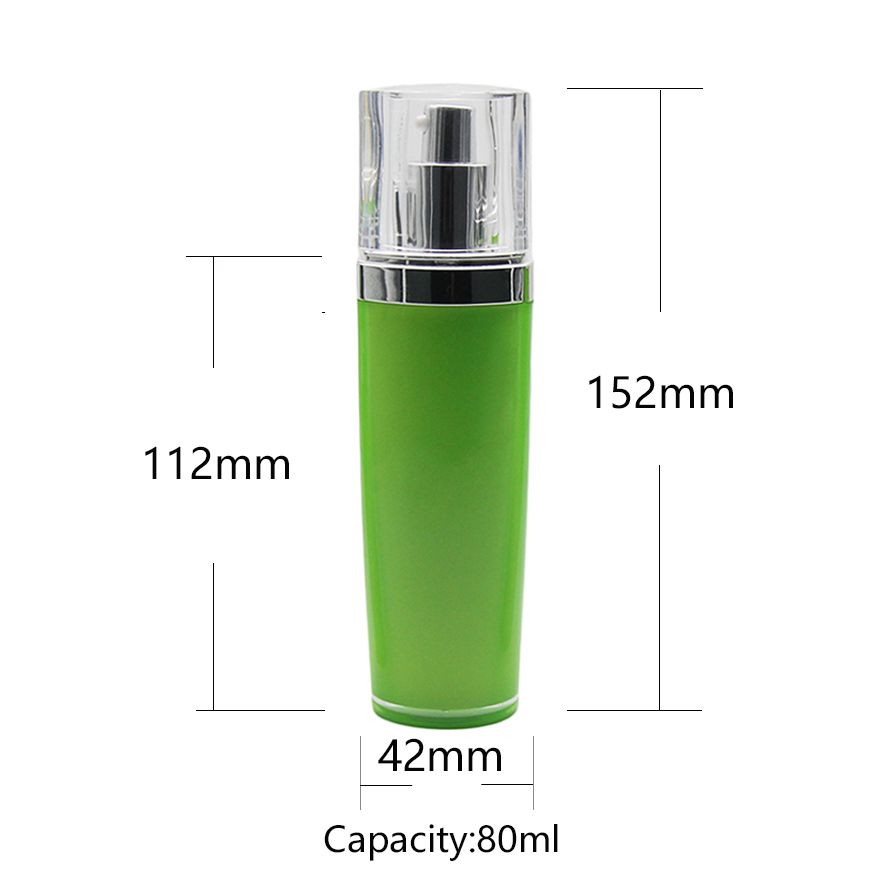 Series green color acrylic bottle with silver pump