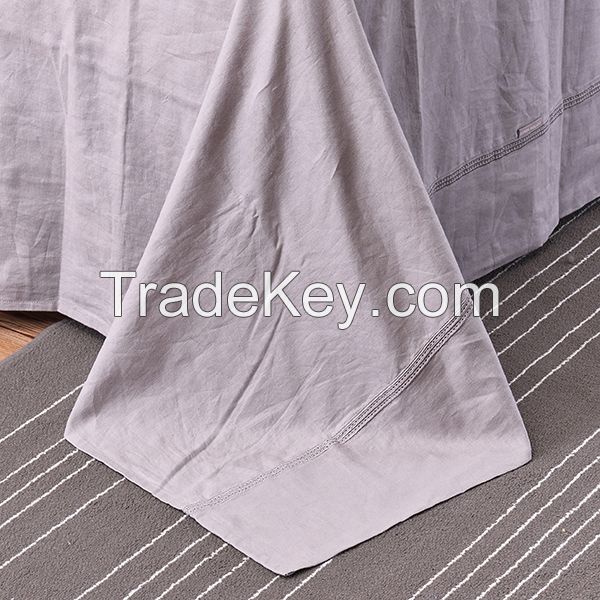 embroidered 100% linen duvet cover set