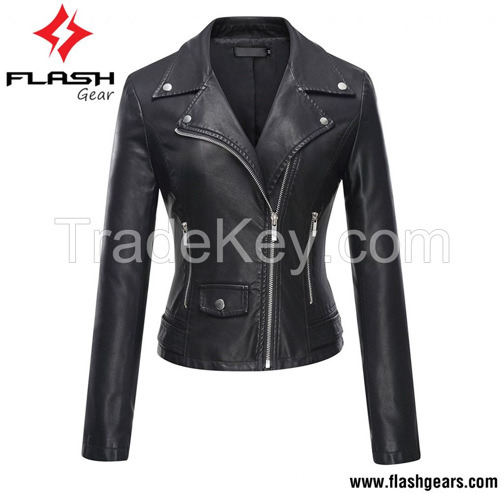 WOMEN LEATHER SEMI BIKE JACKETS