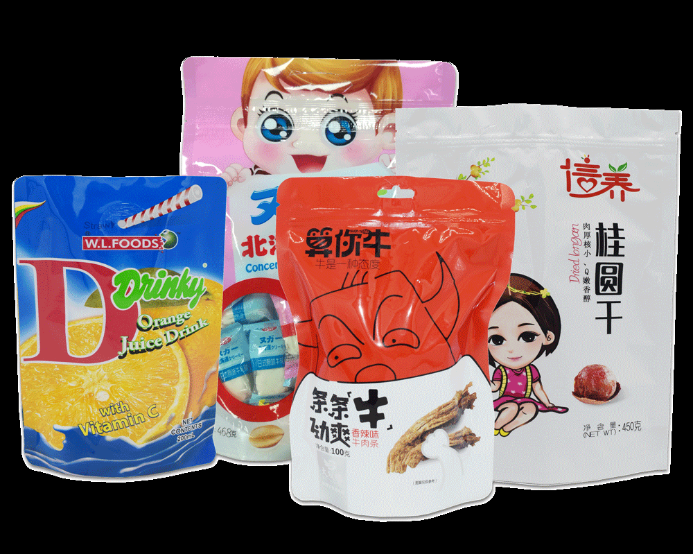 Food grade Stand up flat bottom snack plastic packaging bag side gusset bag