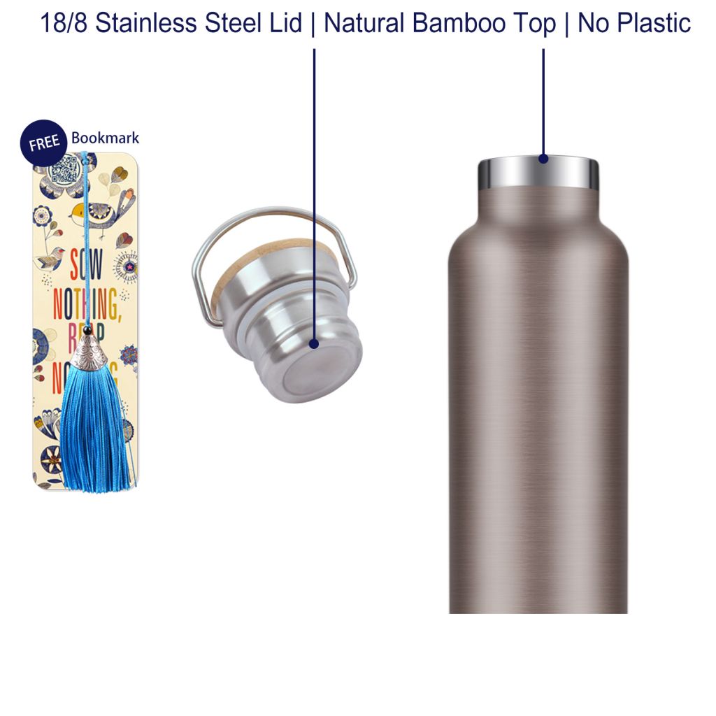 Insulated Water Bottle - Double  Wall Stainless Steel Vacuum Thermoses Flask with lid-Hot Cold Drinks, Bamboo Cap Coffee Cups, BPA Free, Black Friday 26 oz