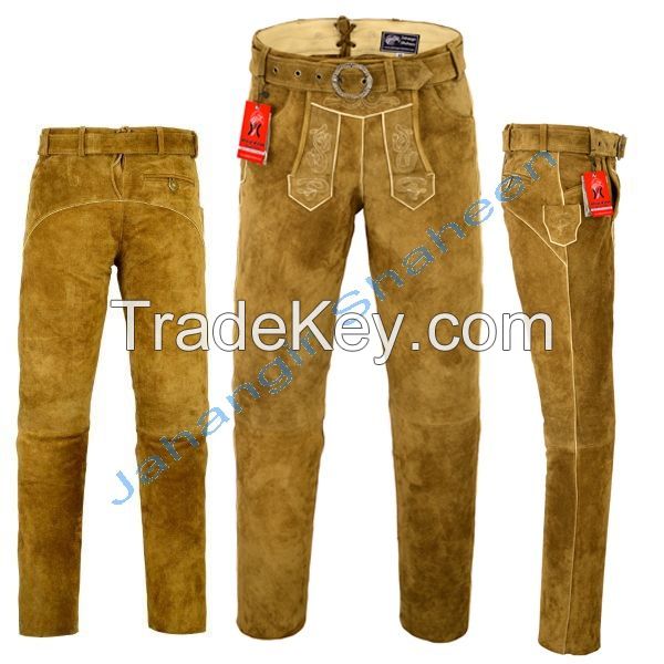 Oktoberfest Bavarian Leather Pant Trachtenmode Olive Lederhosen 